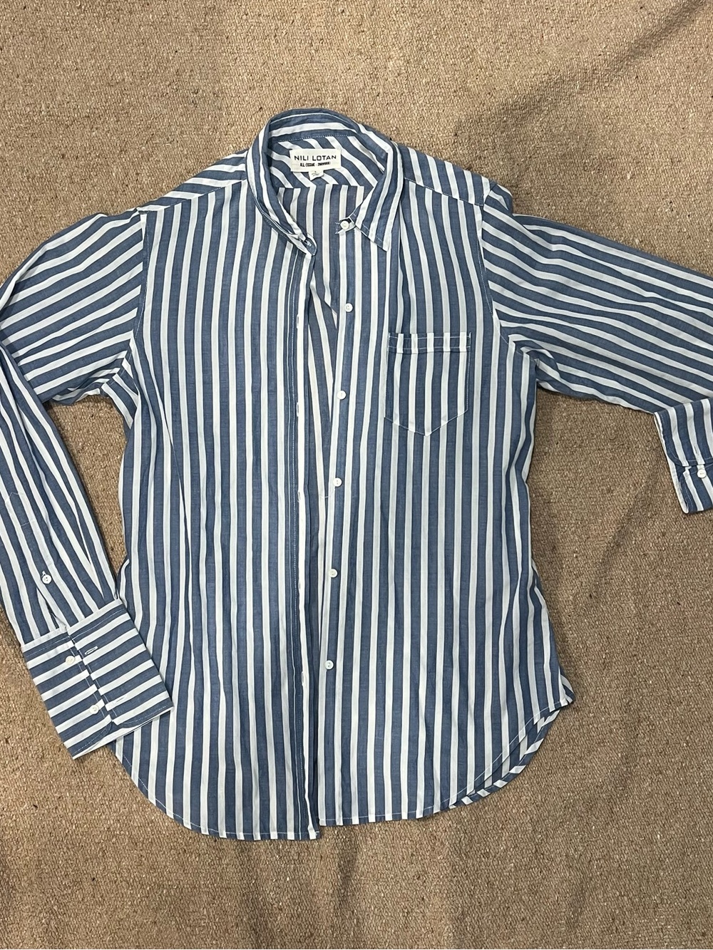 Nili Lotan blue and white striped button-down